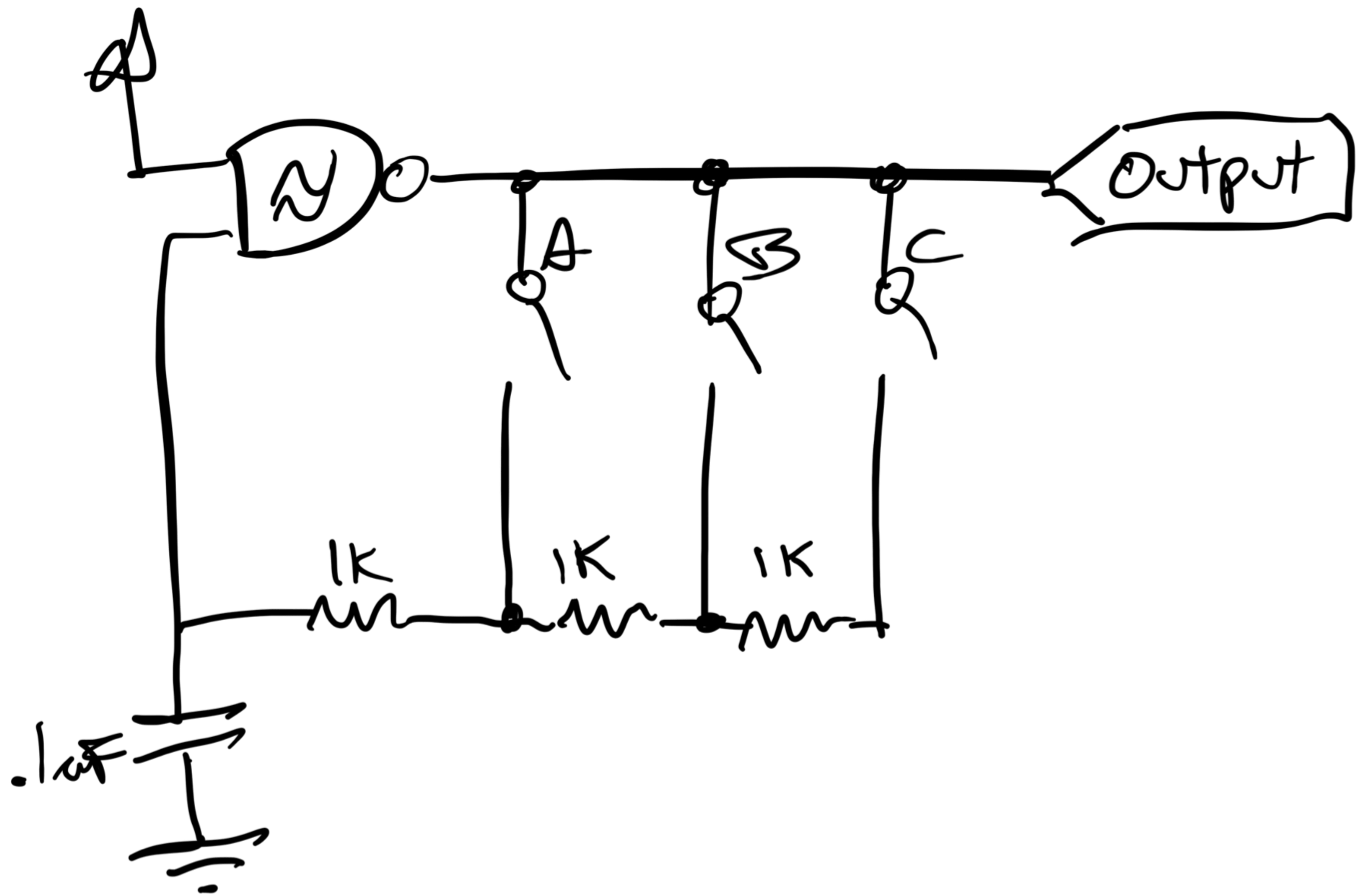 Schematic for relaxation oscillator with switched serial resistors