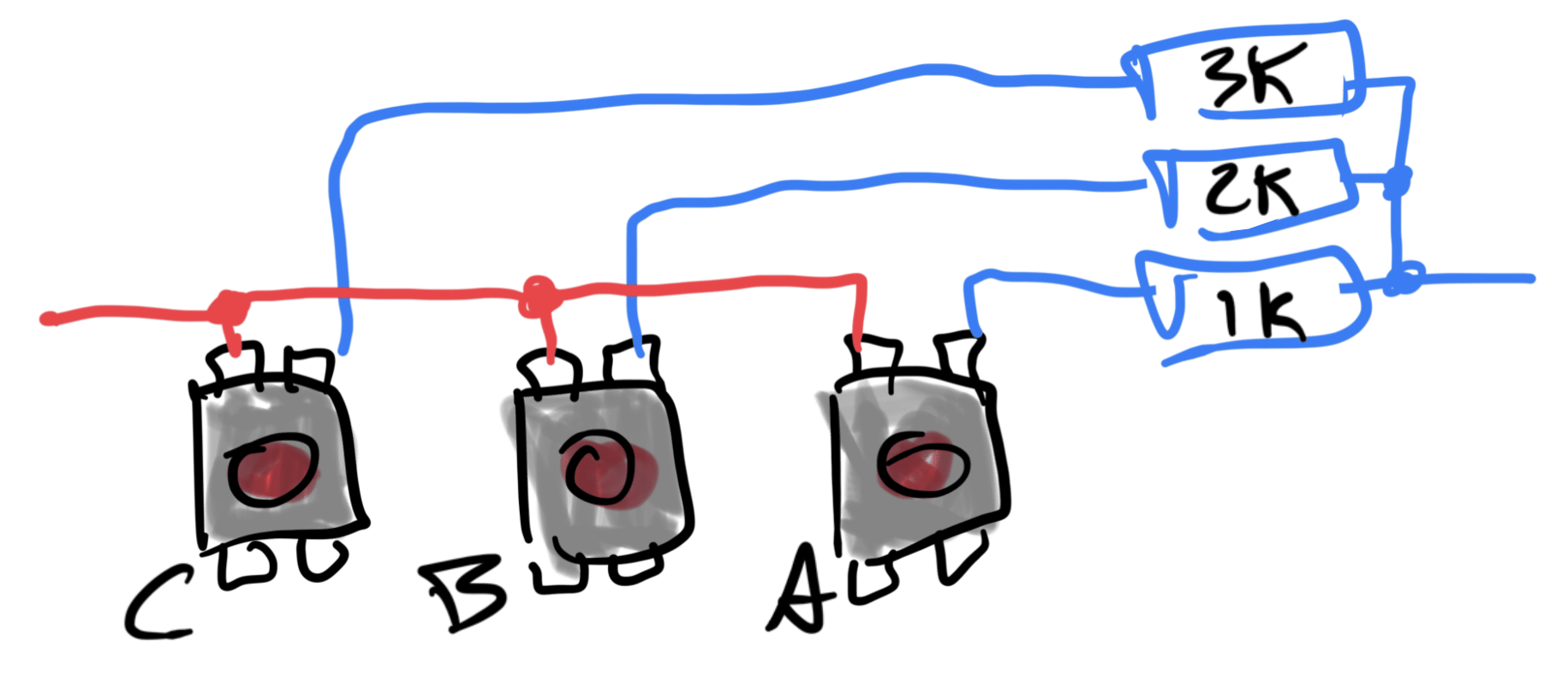 Parallel resistor breadboard example